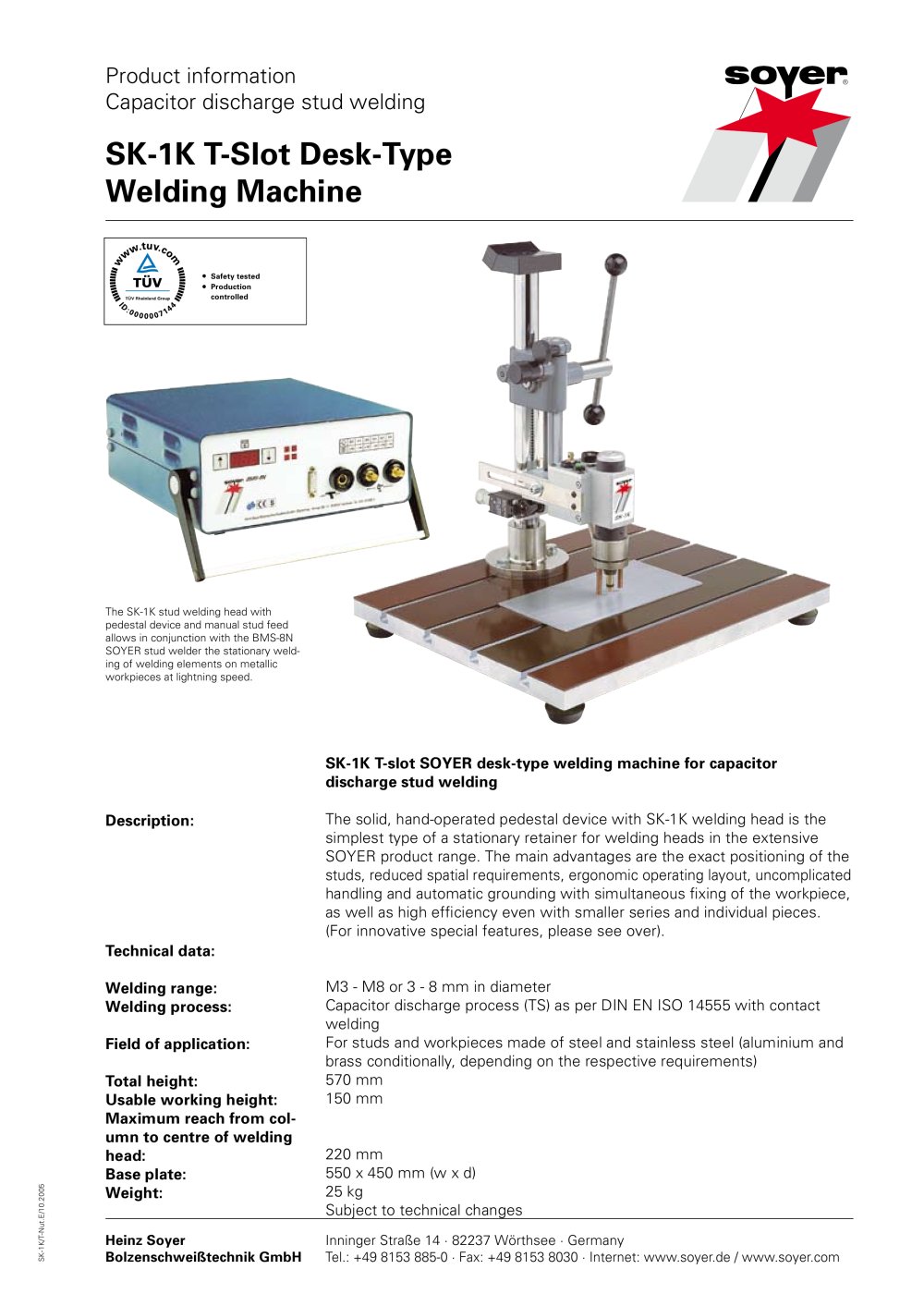 SK-1K T-Slot Desk-Type Welding Machine - Soyer