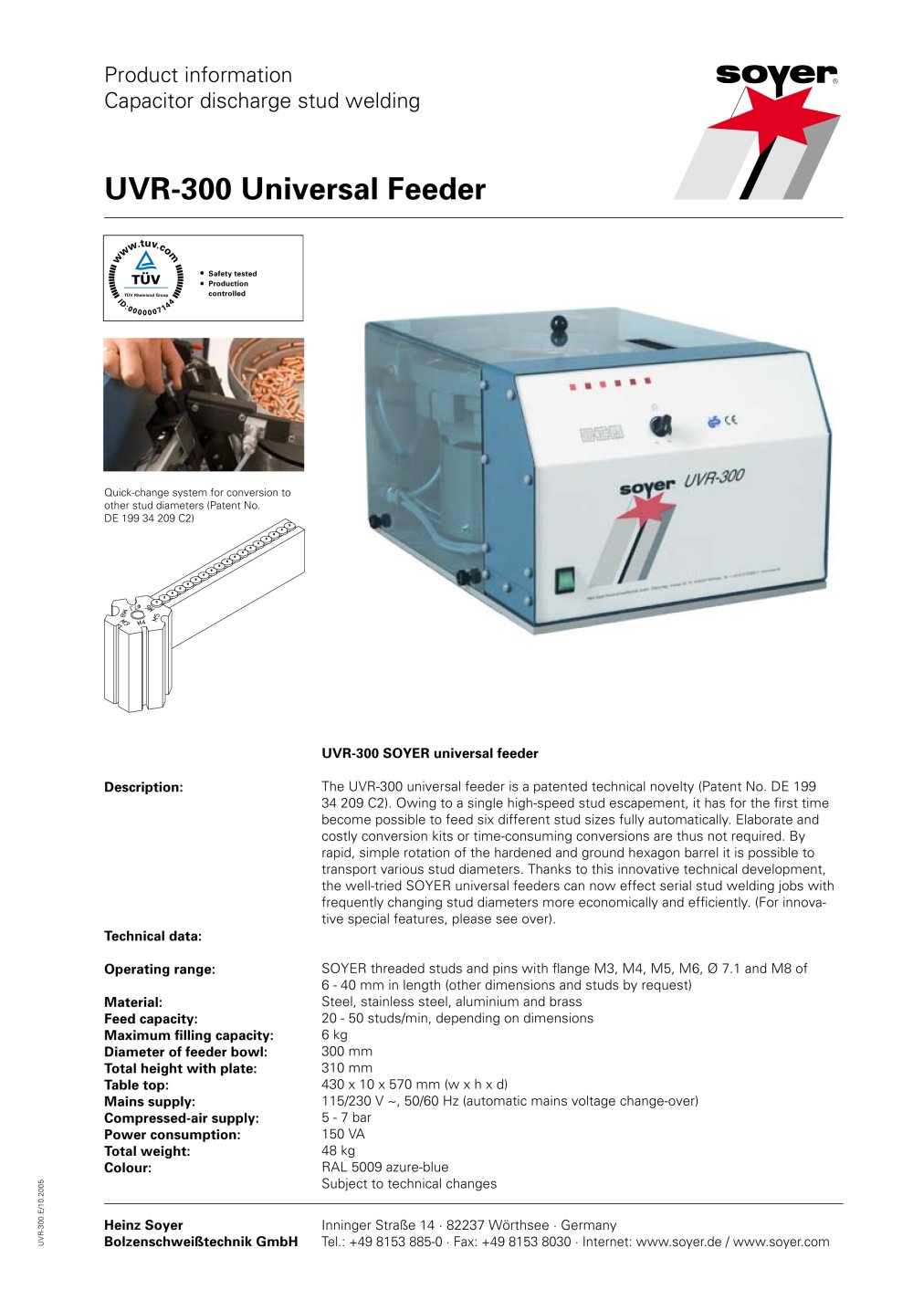 UVR-300 Universal Feeder - Soyer