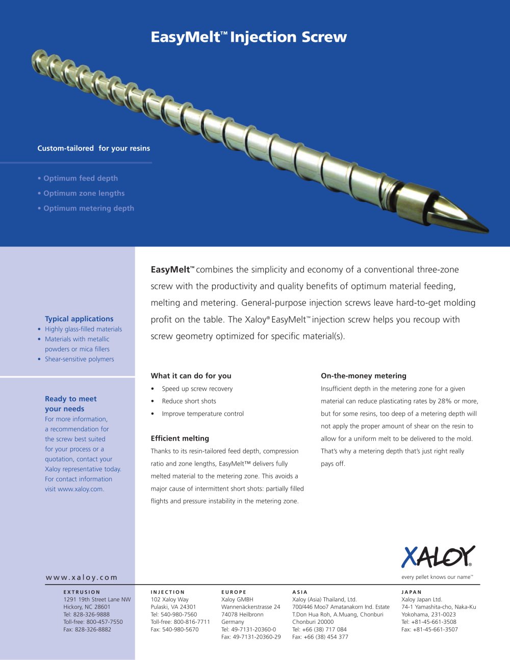EasyMelt™ injection molding screw - Xaloy