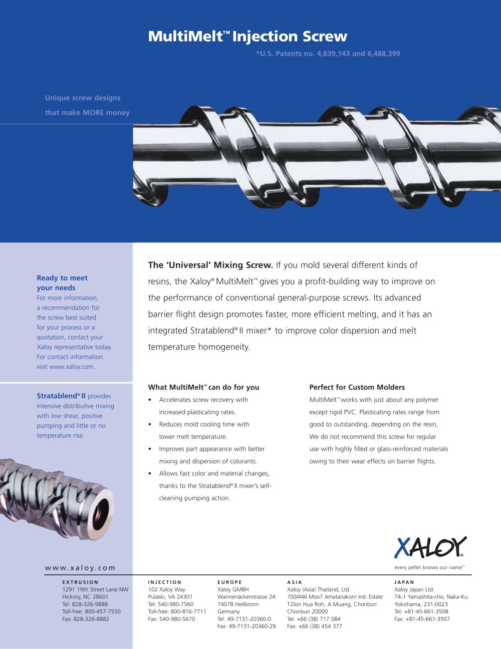 MultiMelt™ injection molding screw - Xaloy