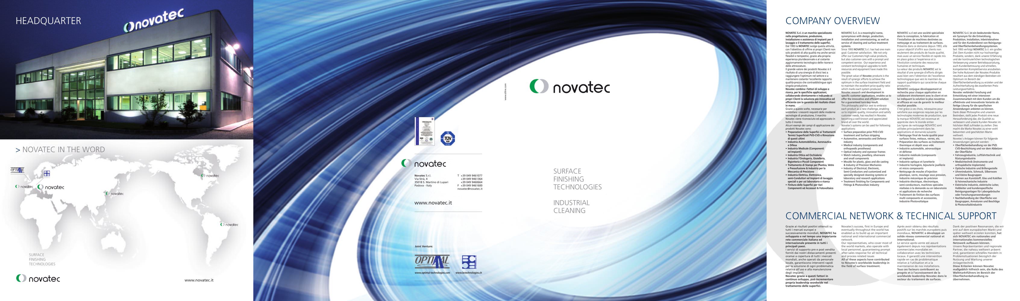 Novatec Quick Overview Brochure - NOVATEC srl - Surface Finishing Technology