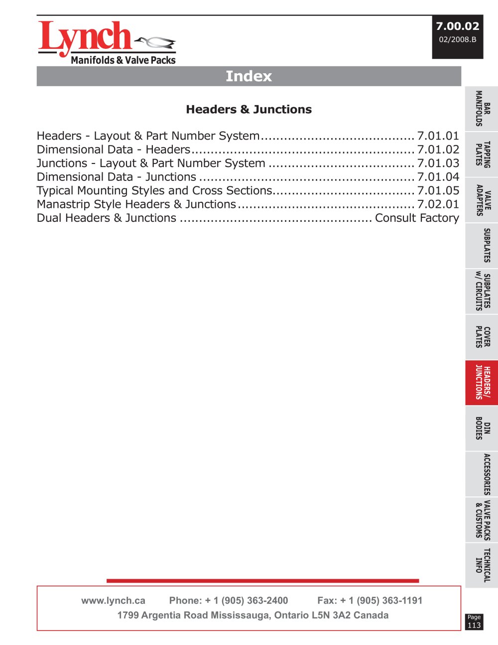 Headers & Junctions - Section 7 - Lynch Fluid Controls Inc.