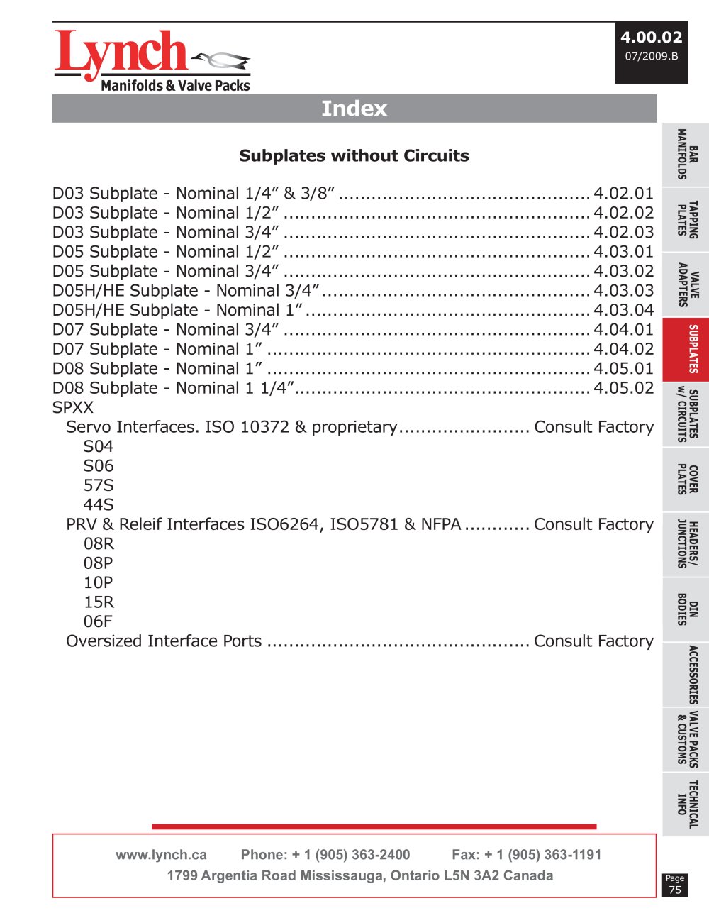 Subplate - Section 4 - Lynch Fluid Controls Inc.