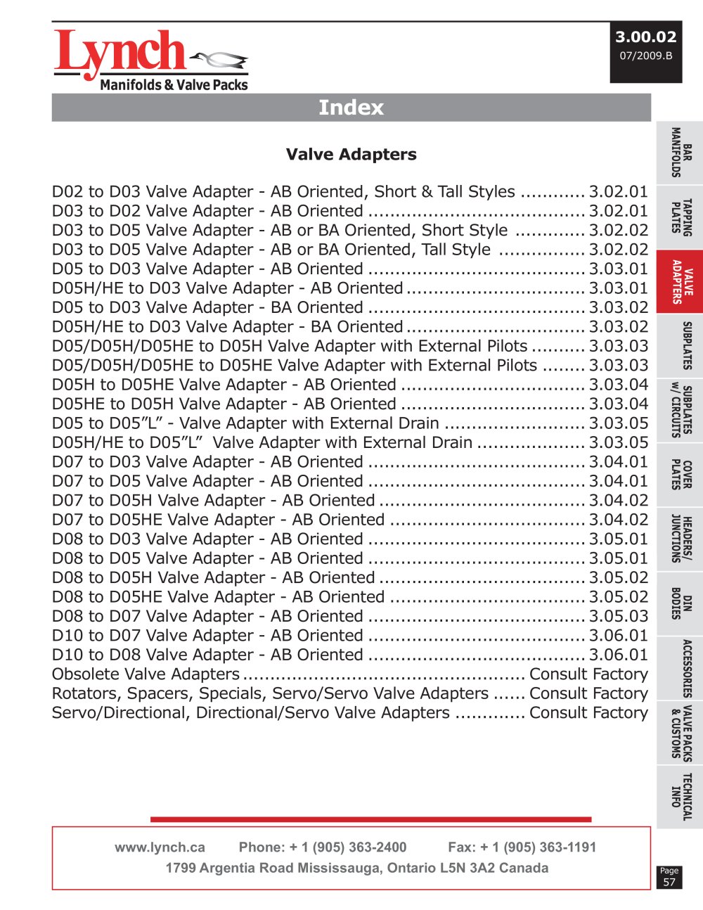 Valve Adapters - Section 3 - Lynch Fluid Controls Inc.