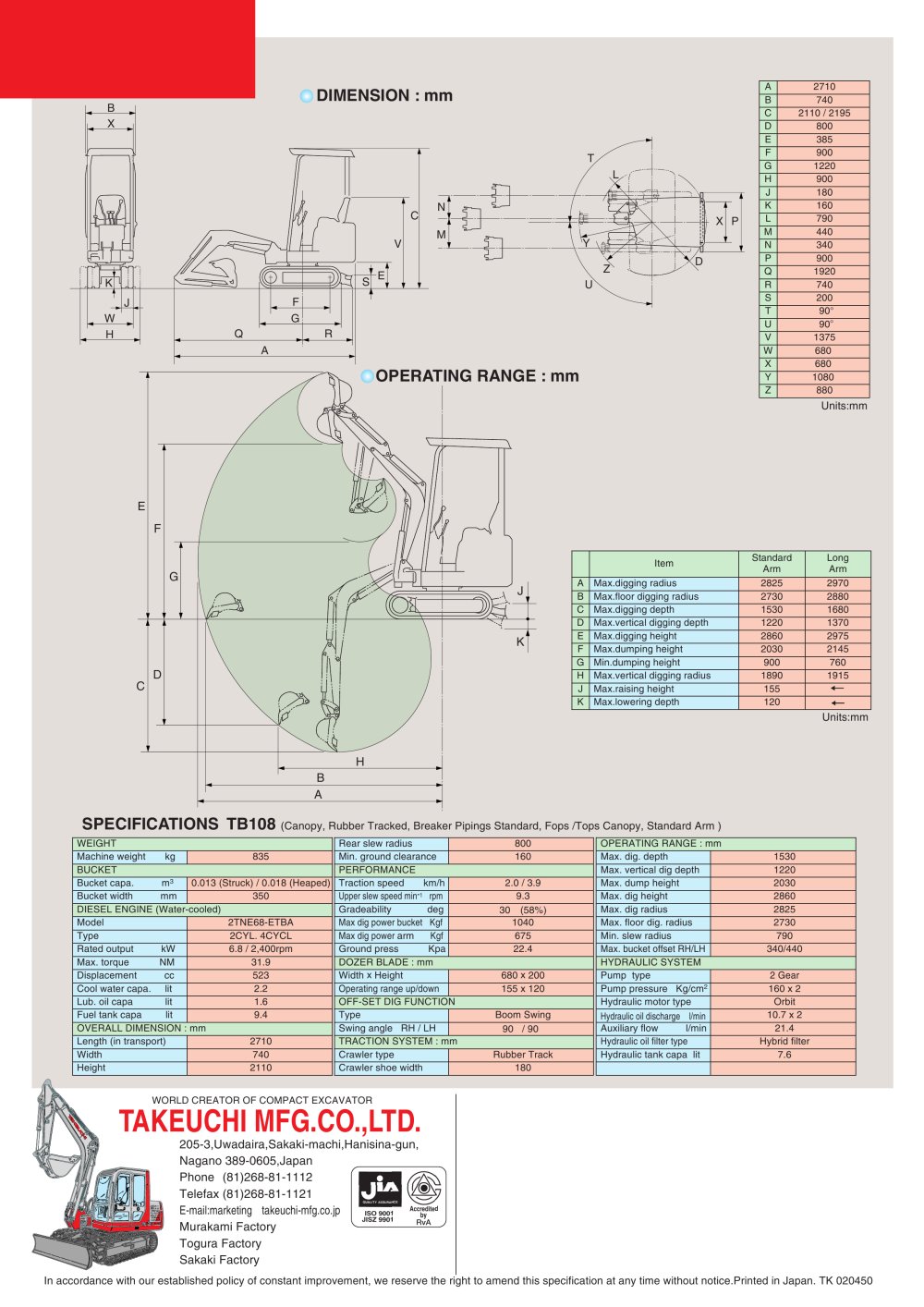 Excavator TB108 - TAKEUCHI