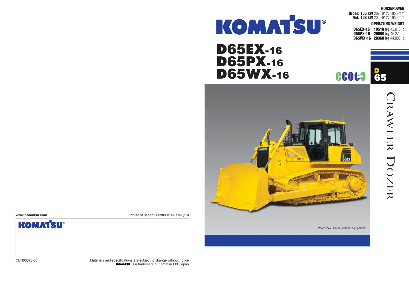 D65EX -16 D65PX -16 D65WX -16 - 1 / 8 Pages
