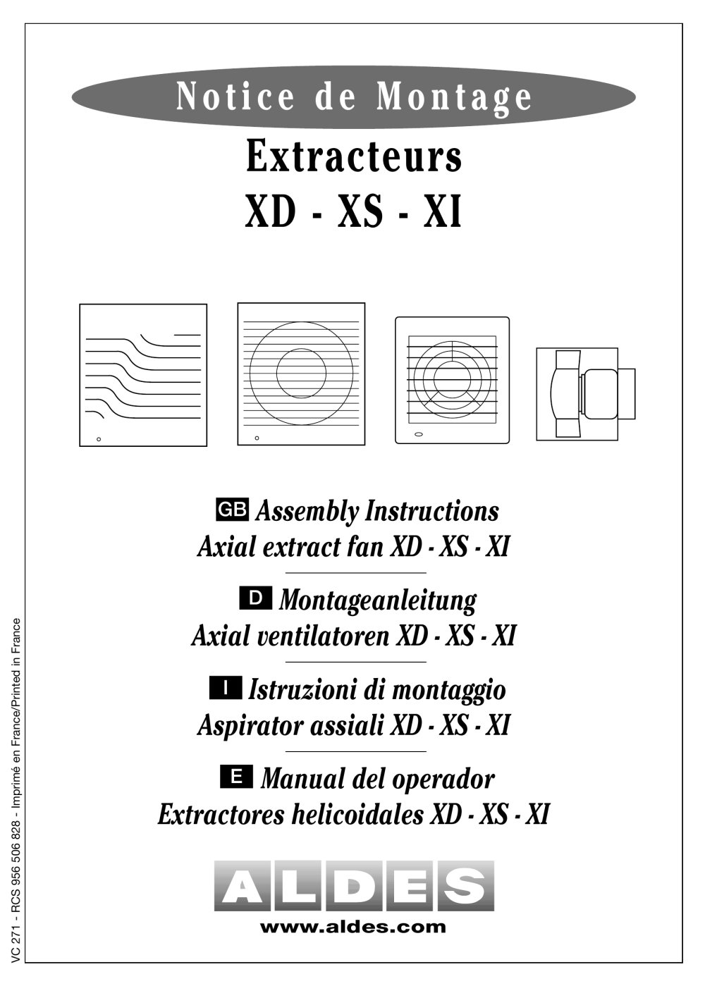 Axial extract fan XD - XS - XI - Aldes