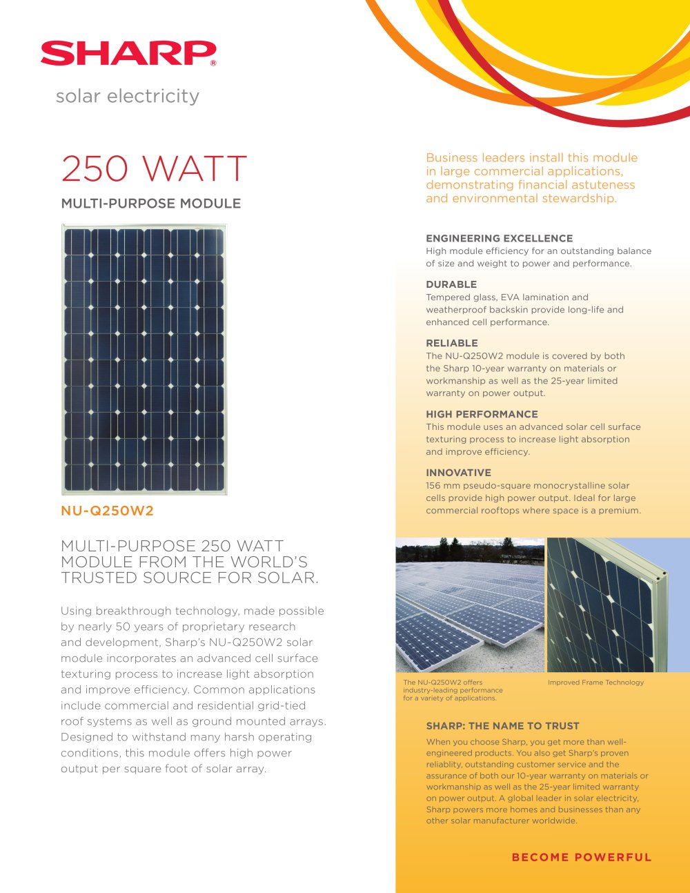 250 watt mUlti-pUrpose moDUle - Sharp Solar