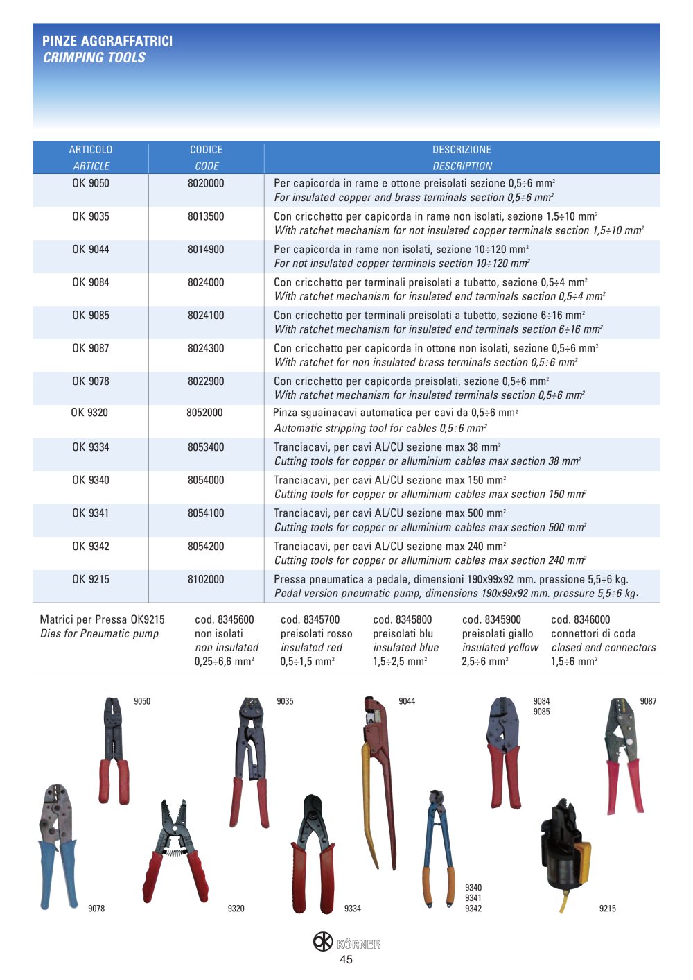 CRIMPING TOOLS - KORNER