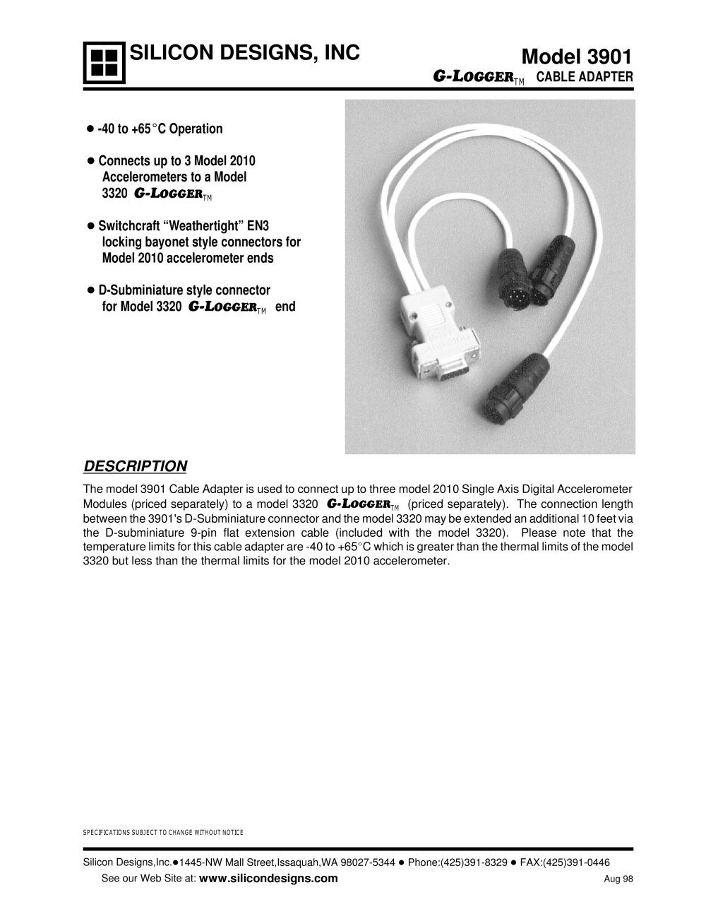 Silicon Designs Model SDI 3320 Cable Adaptor Accessory - Silicon Designs