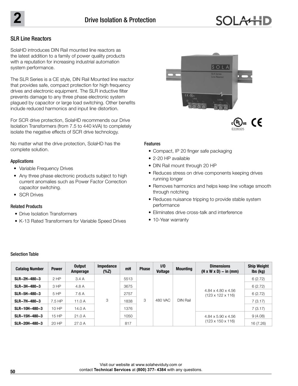 SLR Series Power Conditioner- Line Reactors - SolaHD