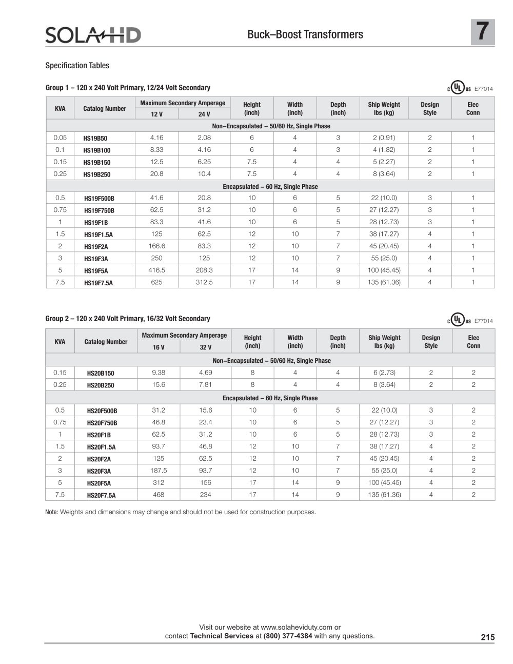 Specifications/  Low Voltage Electrical Connections - SolaHD