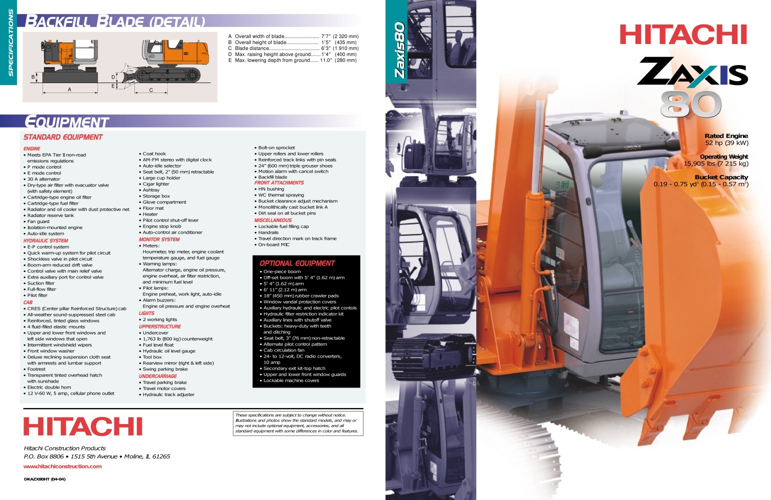 Zaxis 80 Excavator - Deere-Hitachi Construction Machinery