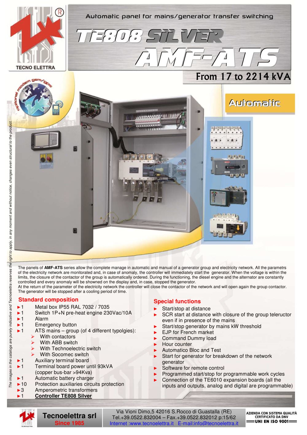 TECNOELETTRA AUTOMATIC PANELS SERIES TE808 - Tecnoelettra