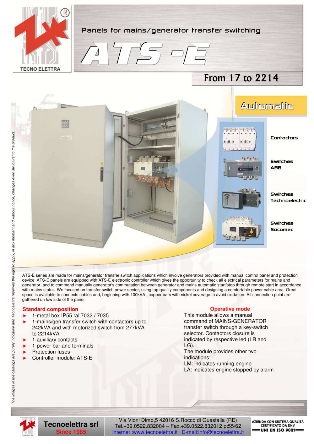 TECNOELETTRA PANELS SERIES ATS 2011 - Tecnoelettra