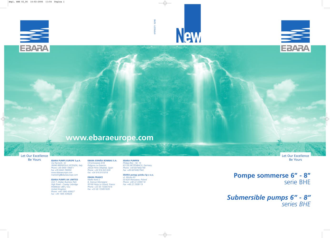 BHE: STAINLESS STEEL BOREHOLE PUMPS for 8� - EBARA PUMPS EUROPE