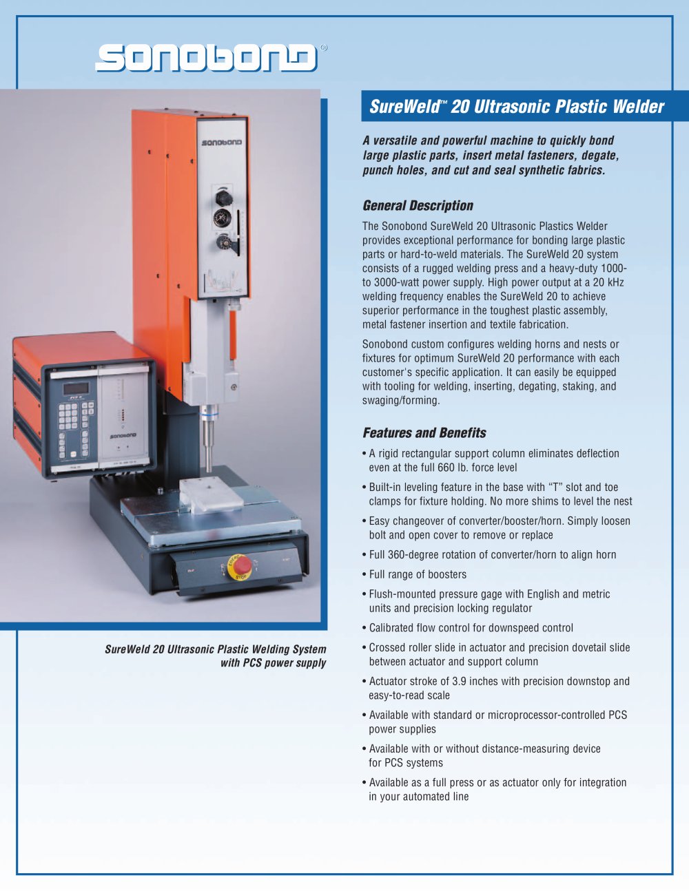 Ultrasonic Plastic Machinery - Sonobond Ultrasonics