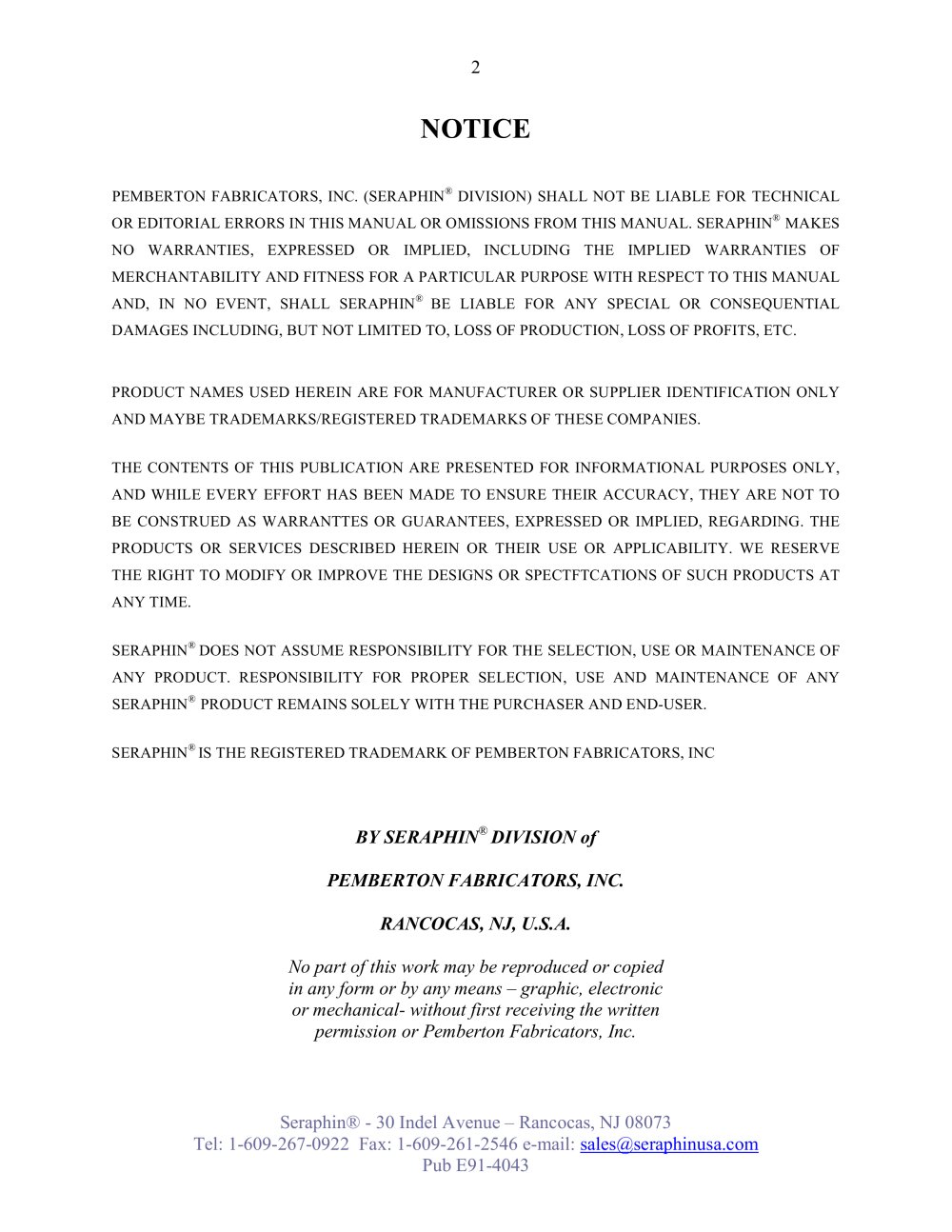 Seraphin Test Measures - 