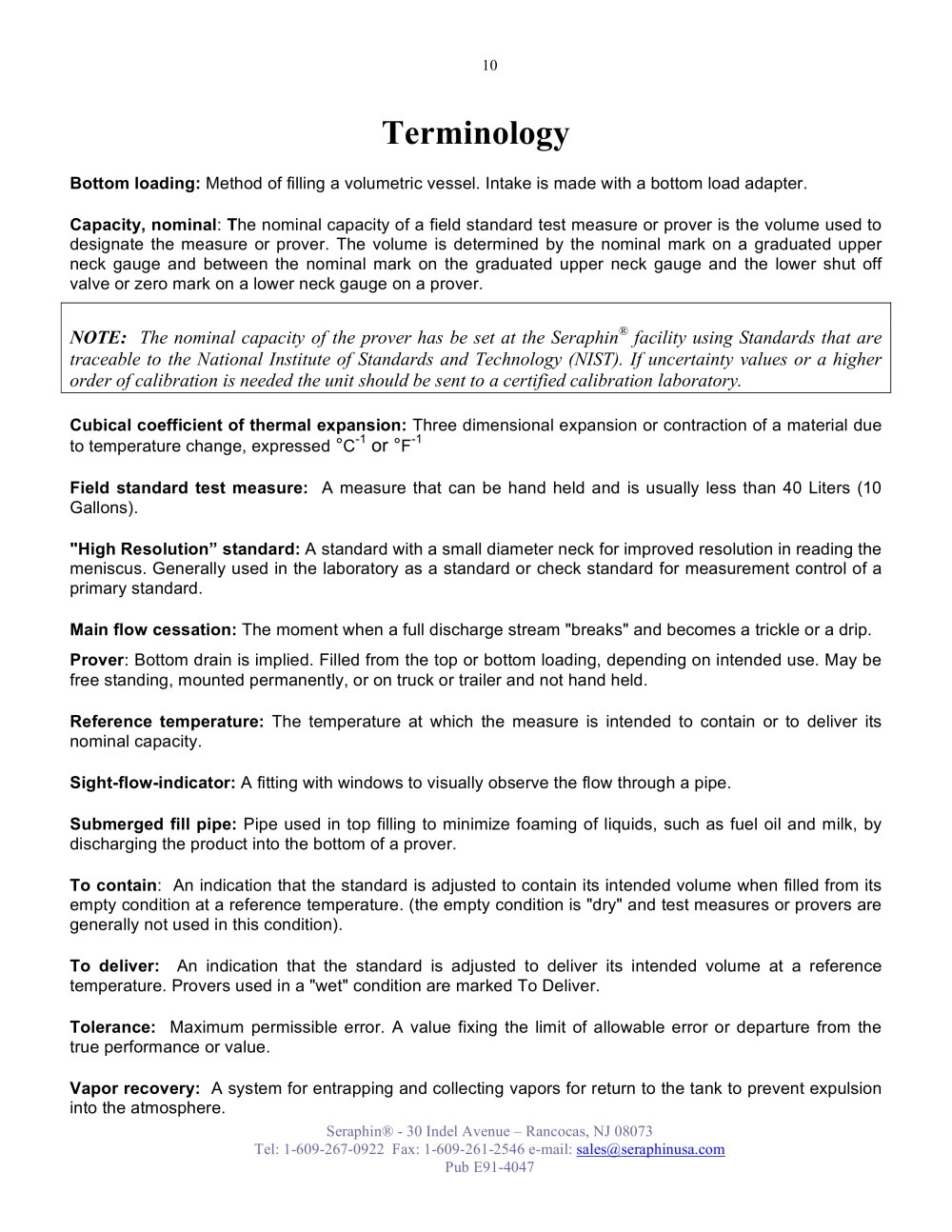 Seraphin Test Measures - 90650, 90980, 208173