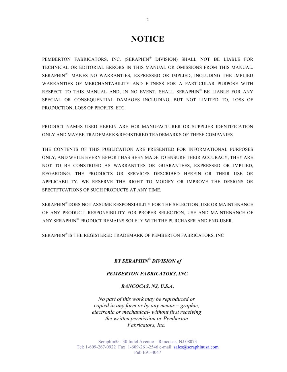 Seraphin Test Measures - 
