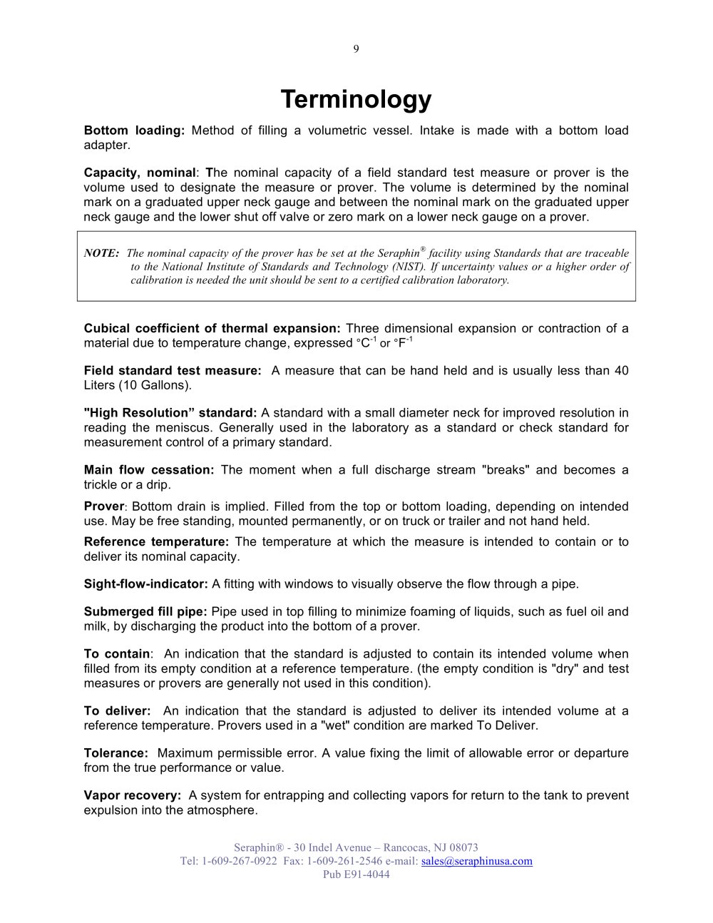 Seraphin Test Measures - 90650, 90980, 208173
