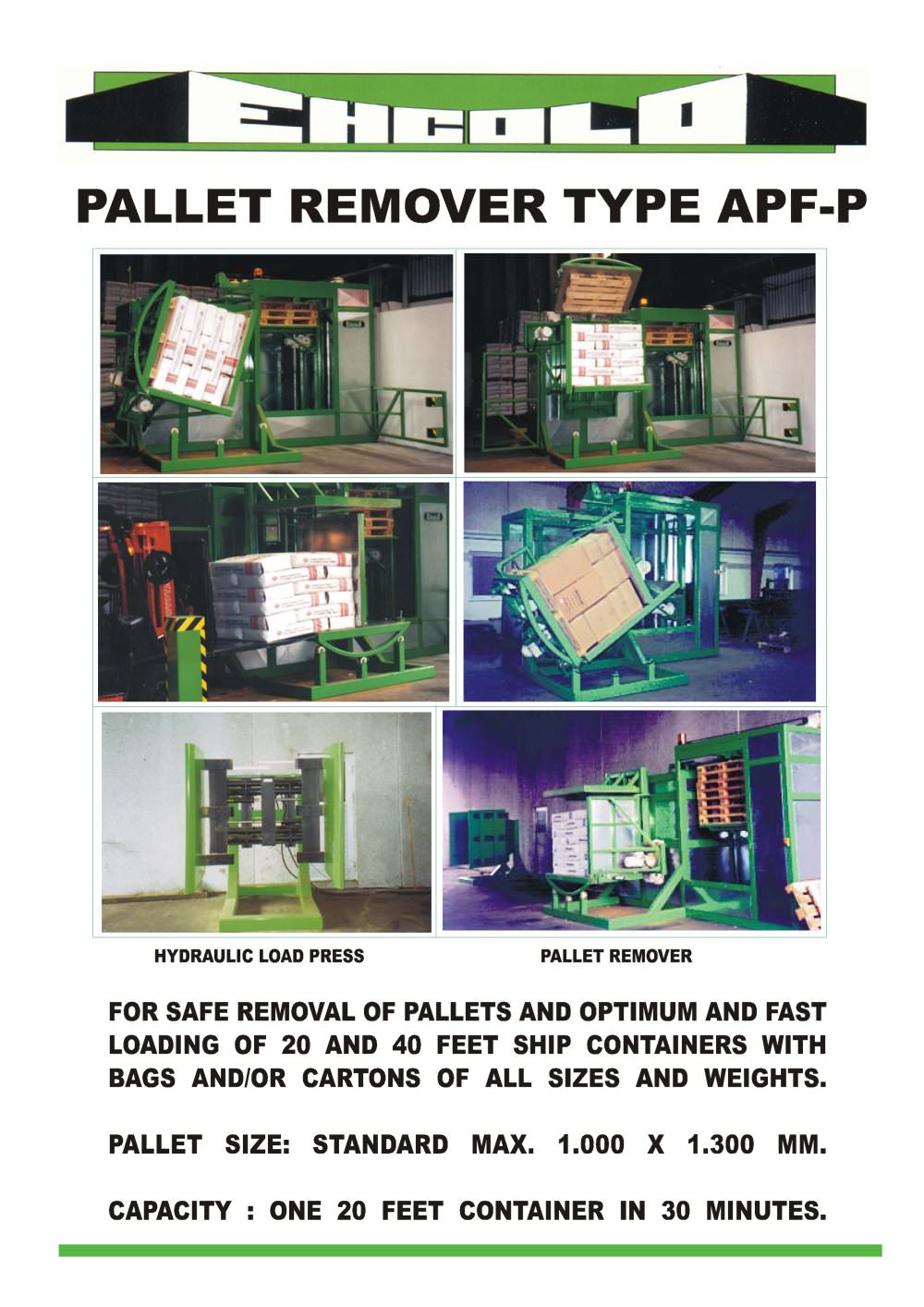 Pallet remover type APF-P - Ehcolo A/S