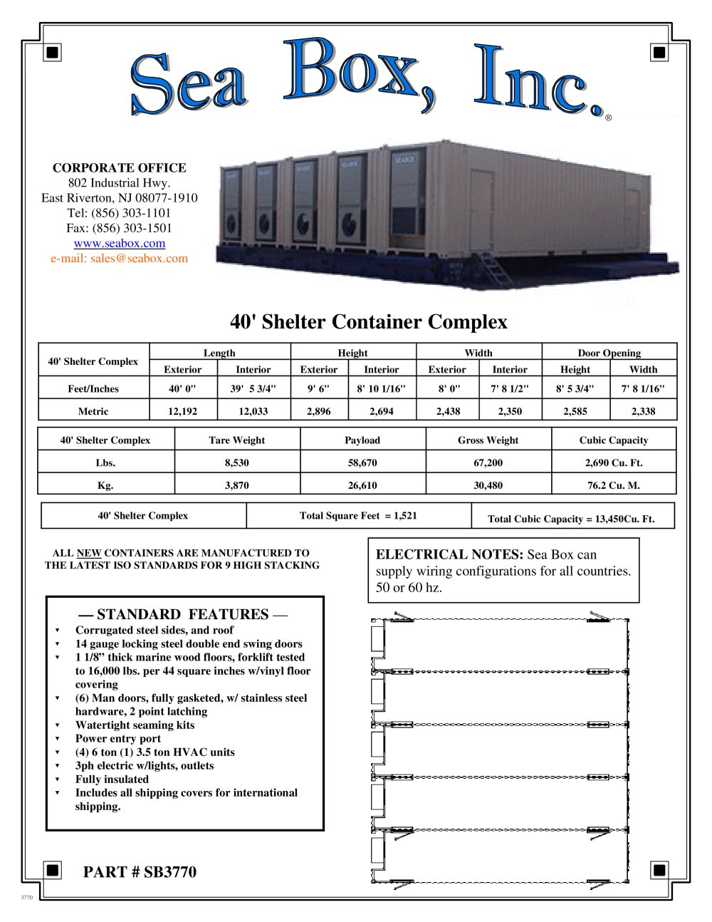 SB3770 40' Shelter Container Complex - Sea Box