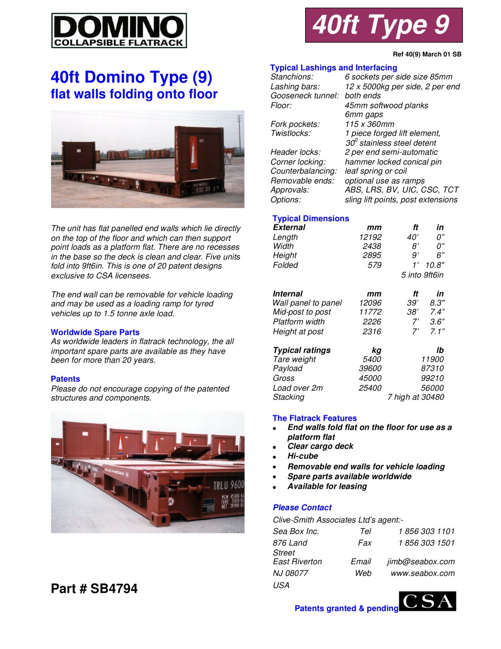 SB4794 40' Flatrack Flat Walls Folding inot Floor (Type 9) - Sea Box