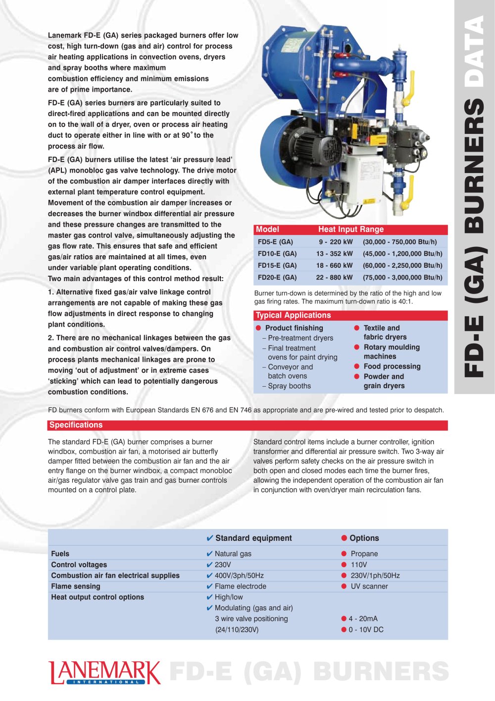 FD-E (GA) Burners - LANEMARK