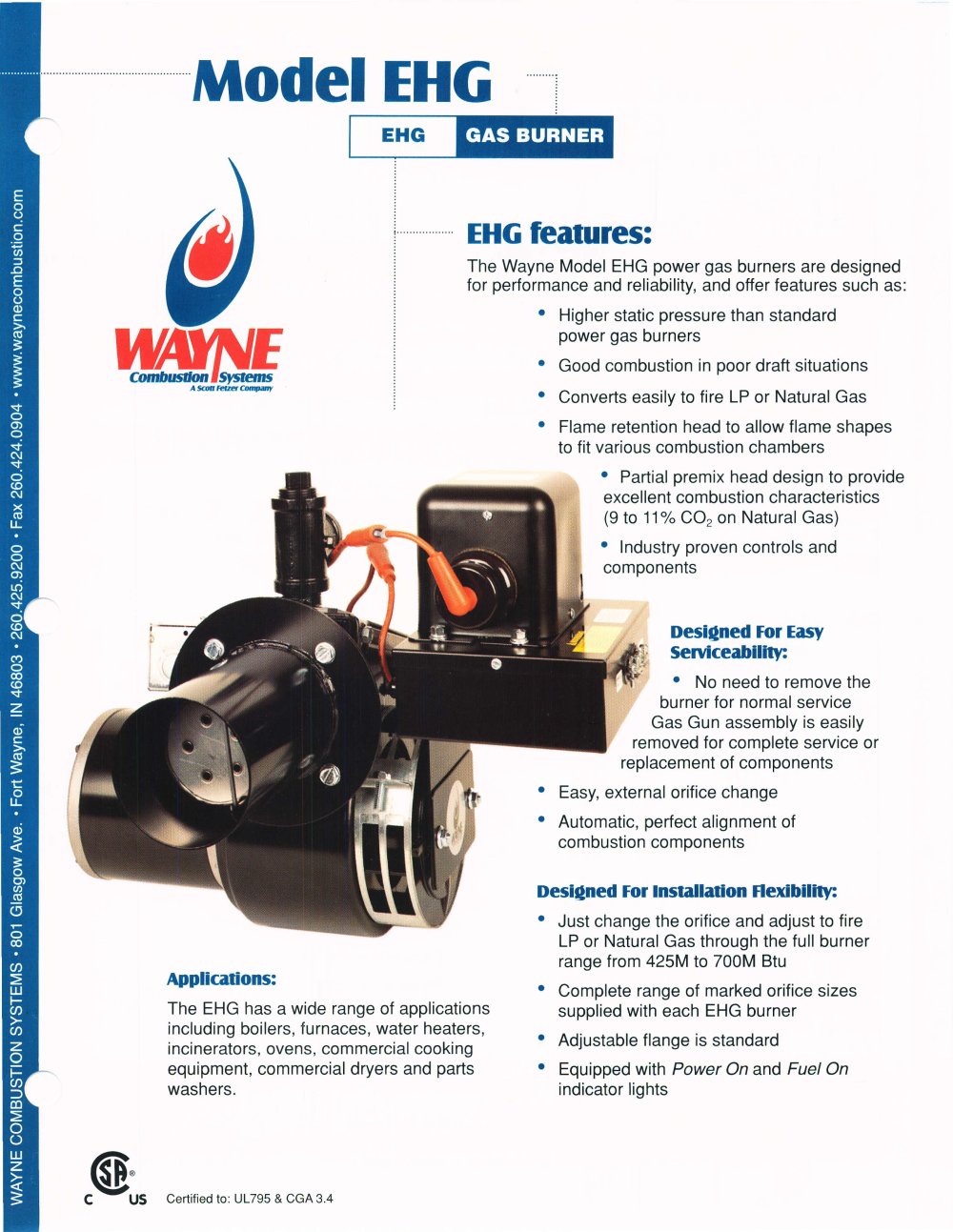 EHG Gas Powered Burners - Wayne Combustion Systems