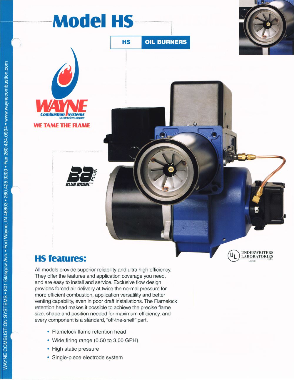 HS Blue Angel Oil Powered Burner - Wayne Combustion Systems