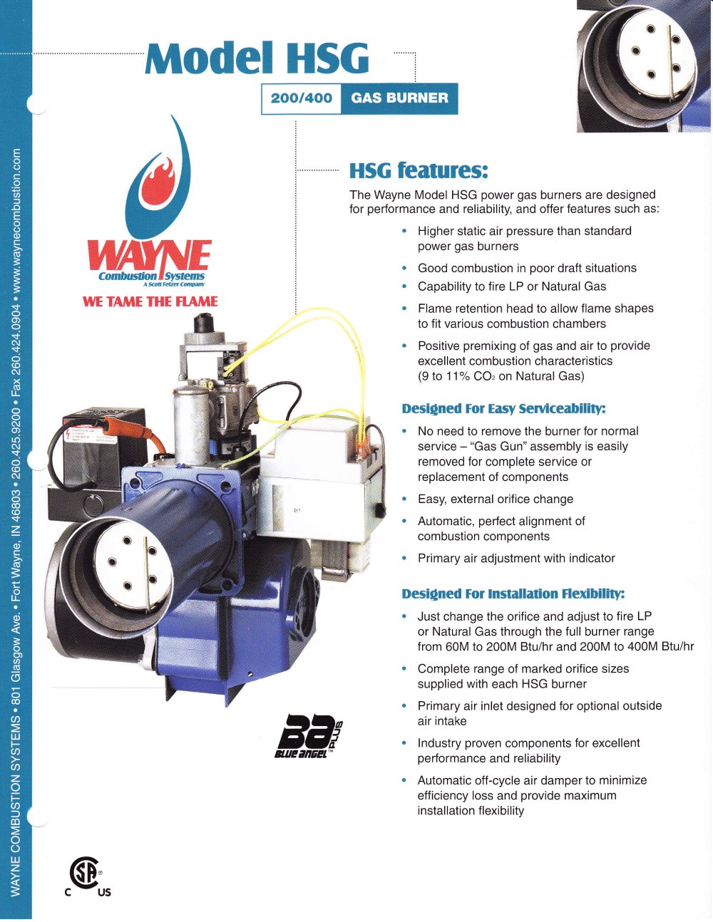HSG200 and HSG400 Gas Powered Burners - Wayne Combustion Systems
