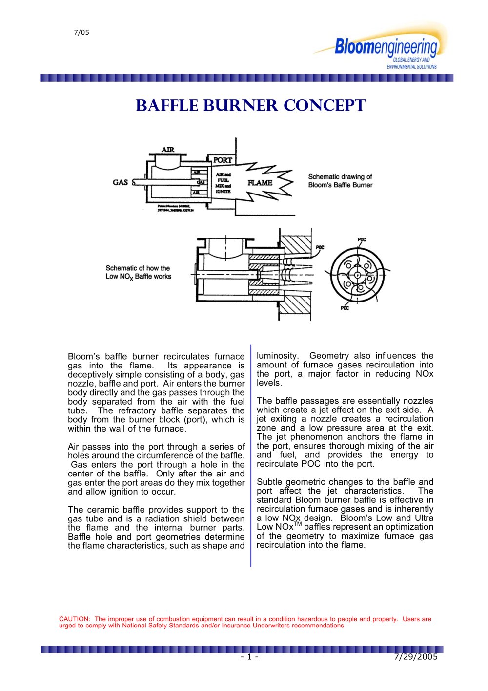Baffle Burner Concept - Bloom Engineering
