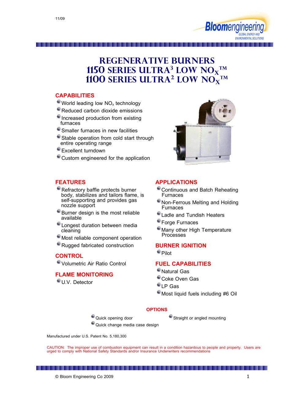 Regenerative Burners  1150-1100-1080 - Bloom Engineering