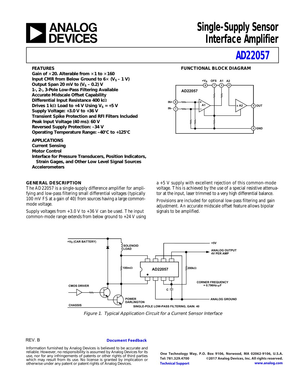 Current Sense Amplifiers AD22057 - Analog Devices