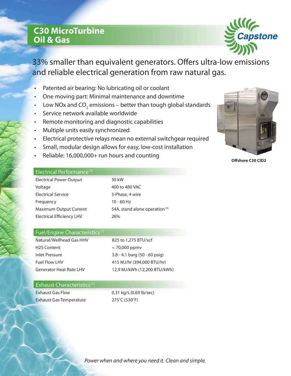 C30 Oil & Gas Product Literature - CAPSTONE TURBINE