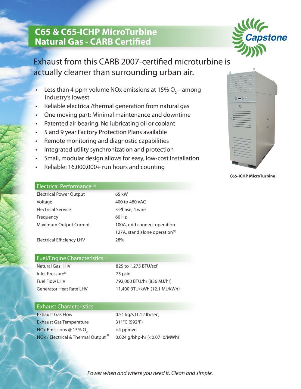 C65 ICHP NATGAS CARB ProDuct Literature - CAPSTONE TURBINE