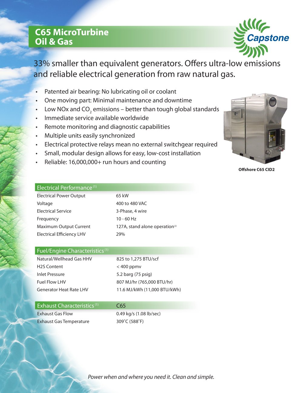 C65 Oil & Gas Product Literature - CAPSTONE TURBINE