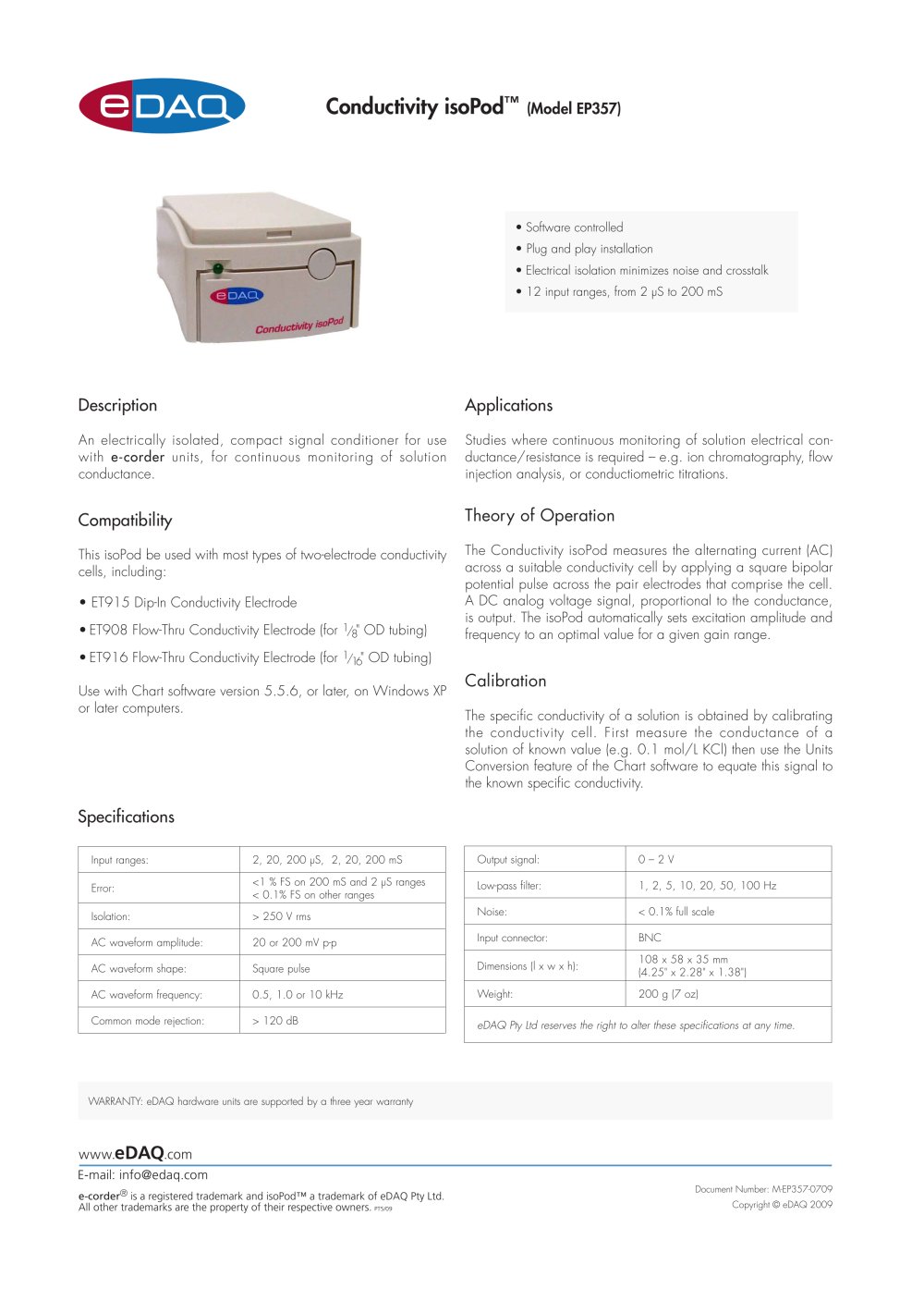 Conductivity isoPodTM - eDAQ