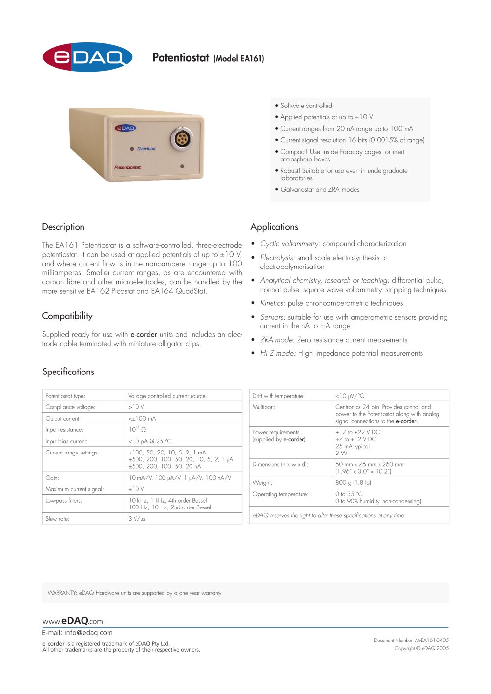 Potentiostat - eDAQ