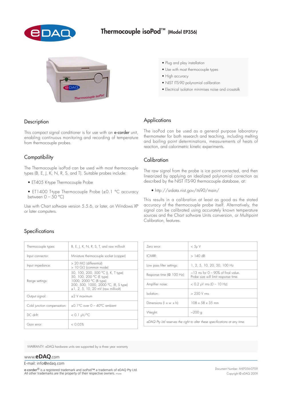 Thermocouple isoPodTM - eDAQ