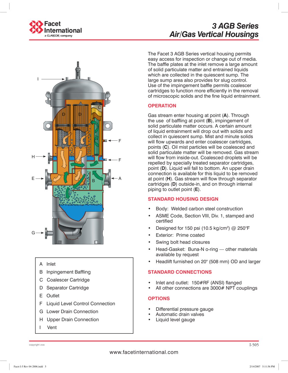 3 AGB Series air/gas vertical separator housings - Facet International