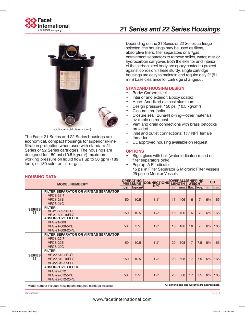 All Purpose Cartridges and Housings - Facet International
