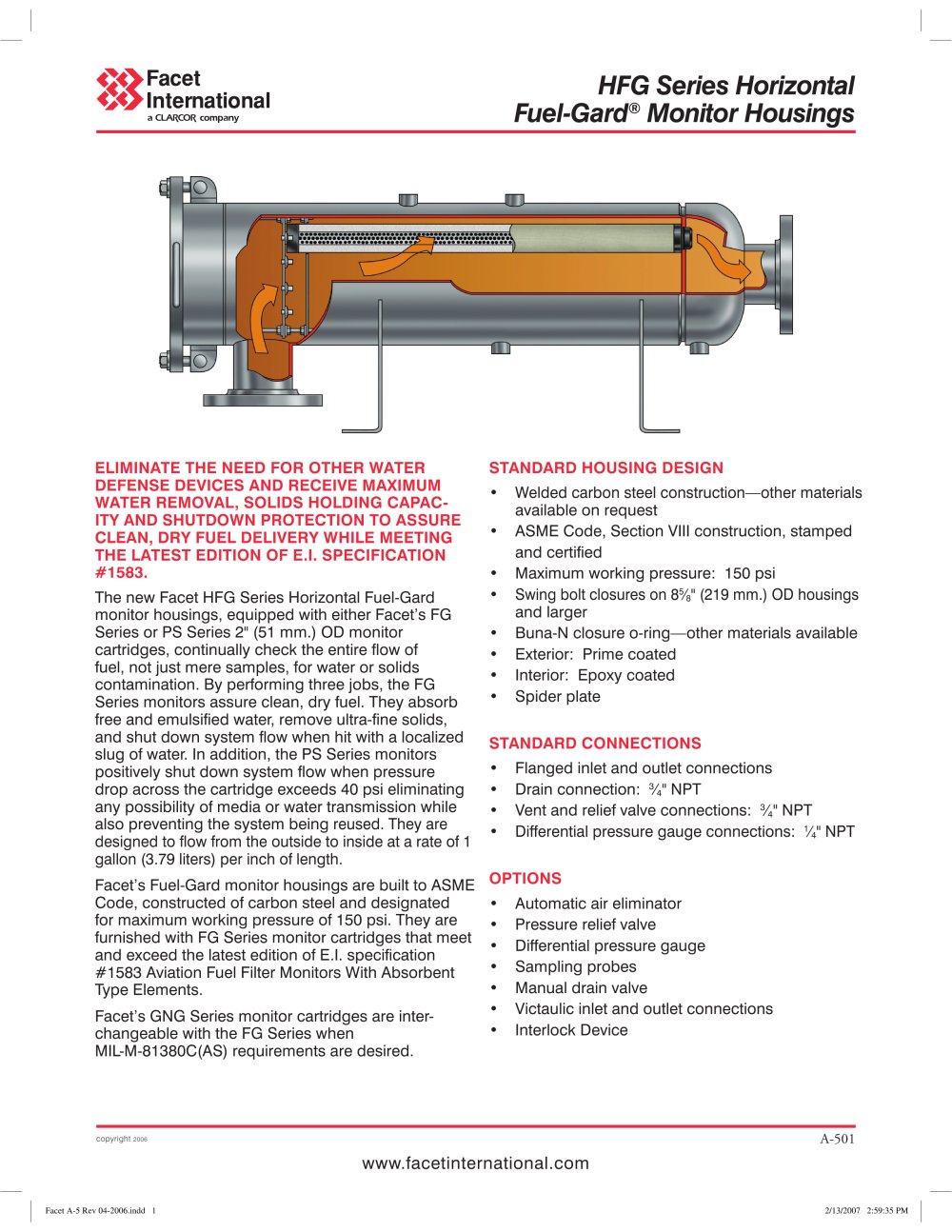 HFG Series horizontal Fuel-Gard&reg; monitor housings - Facet International