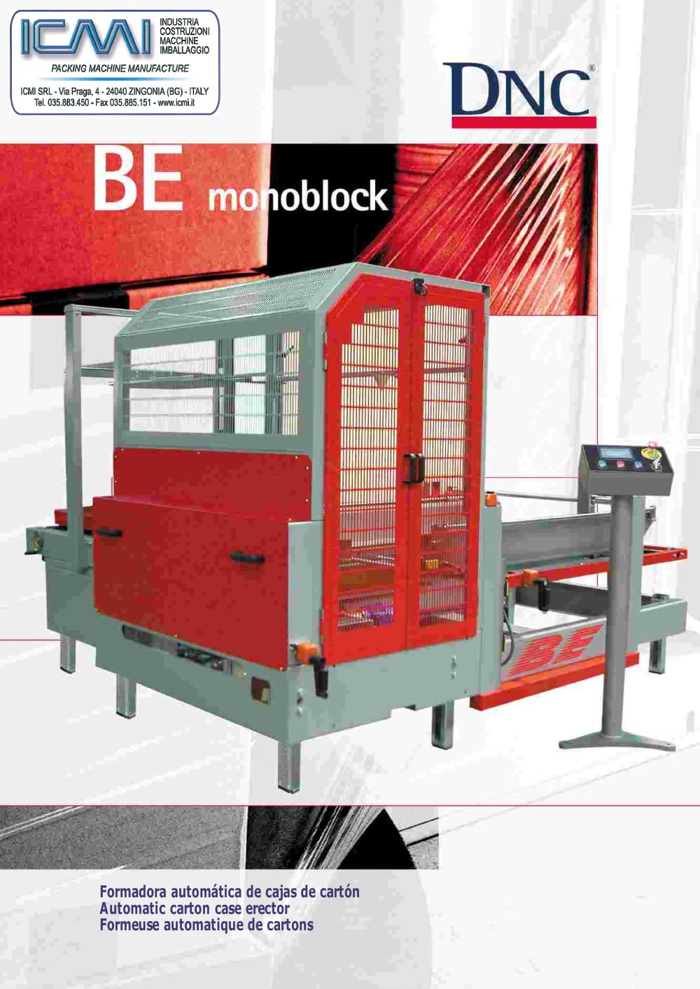 CARTONS ERECTOR MACHINES LEAFLETS: Fully Automatic BE-Monoblock - ICMI