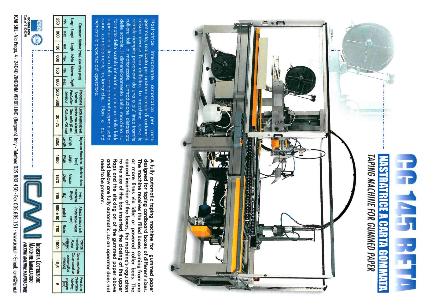 Taping machine for gummed paper type CG145 - ICMI