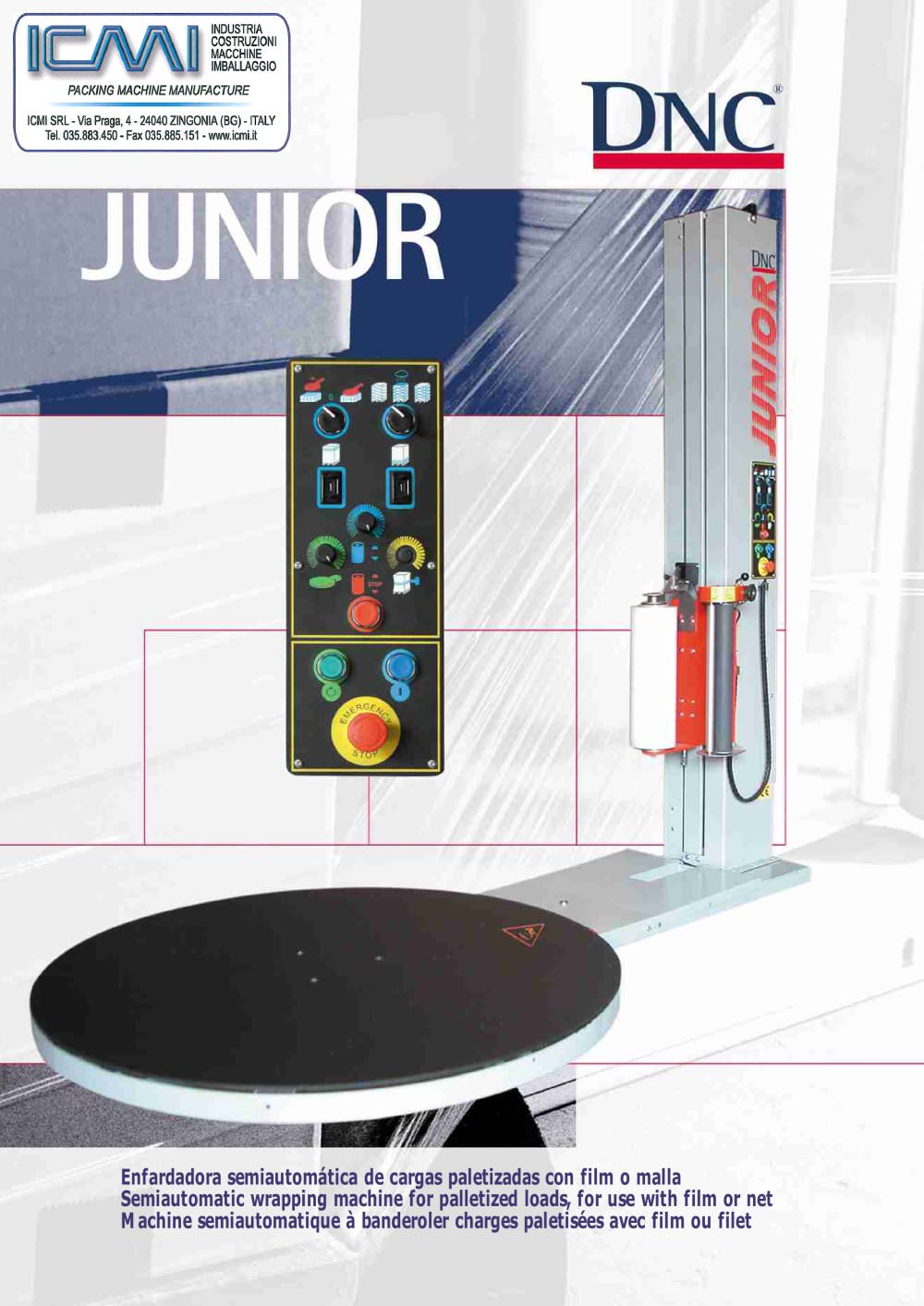 WRAPPING MACHINES LEAFLETS:Semi-Automatic JUNIOR - ICMI