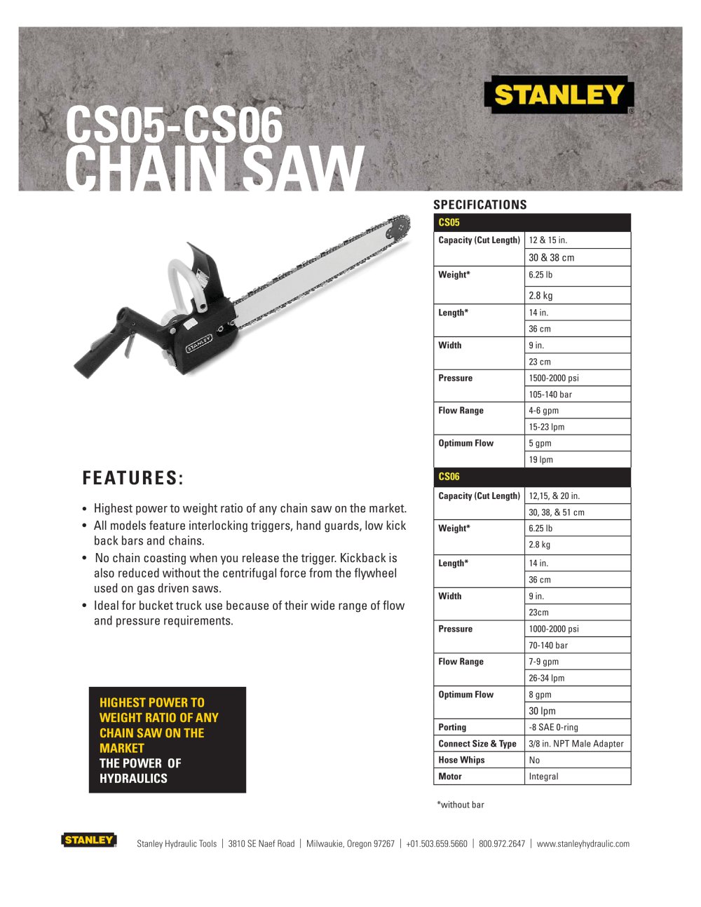 Chain Saw - Stanley Hydraulic Tools