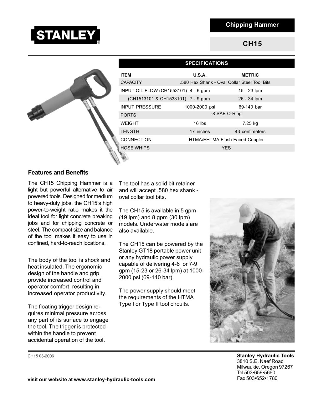 chipping hammer - Stanley Hydraulic Tools