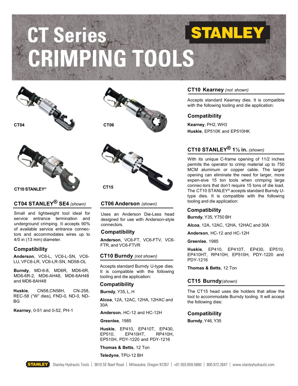 Crimping Tools - Stanley Hydraulic Tools